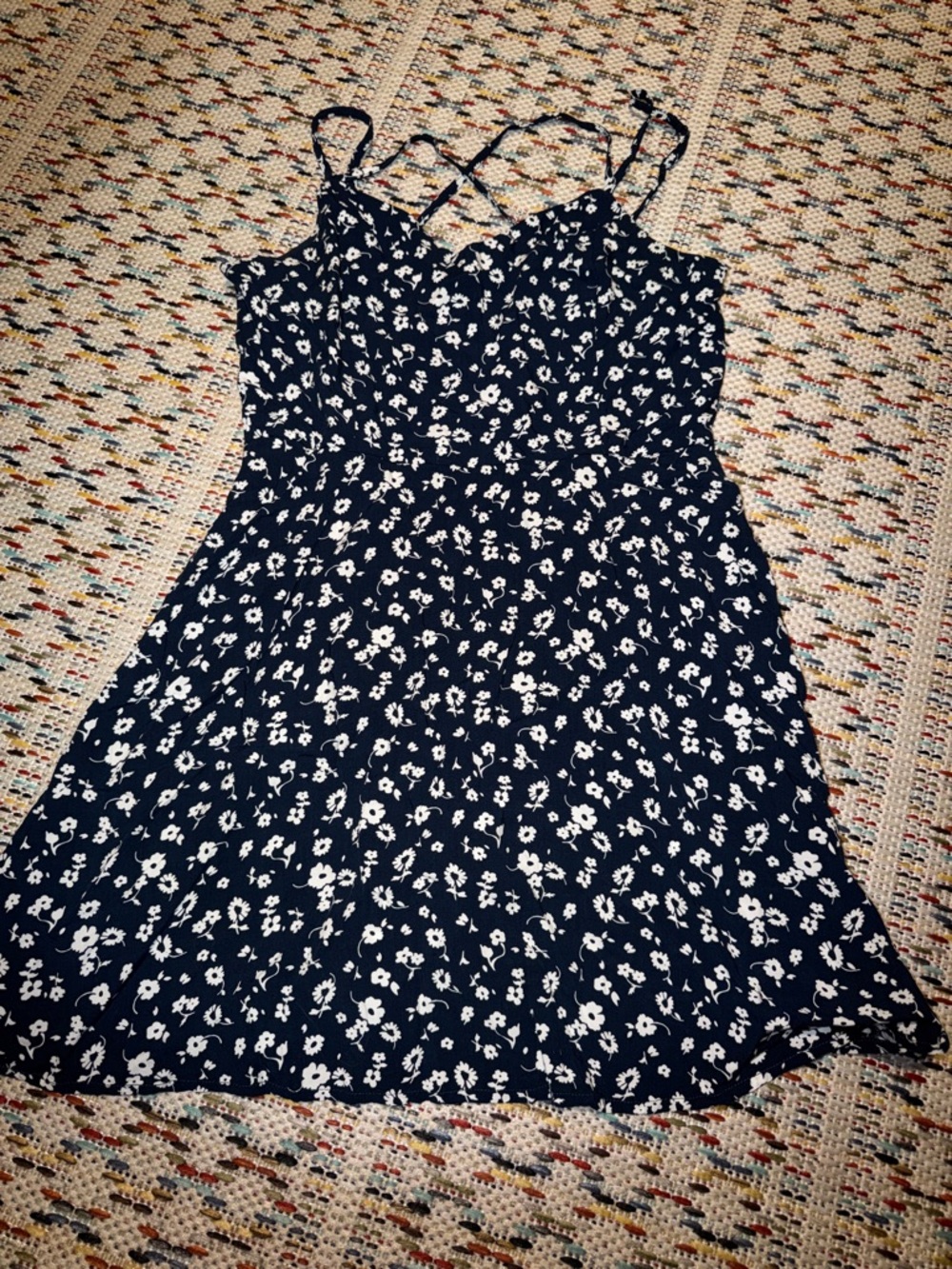 GAP Navy and White Floral Spaghetti-Strap Dress